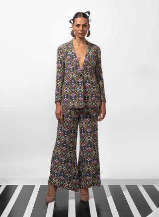 Multicolor wild orchid blazer with pant