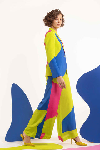 Multicolor blazer with wide leg pant