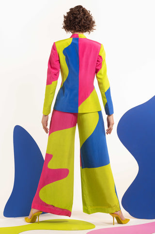 Multicolor blazer with wide leg pant
