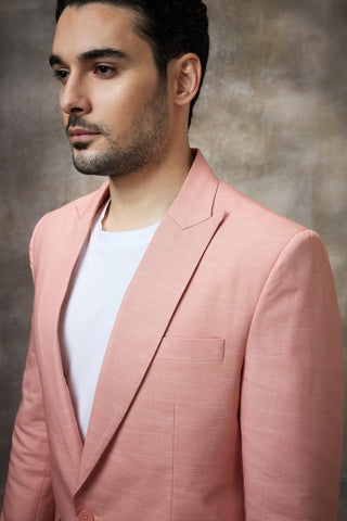 Pink solid blazer