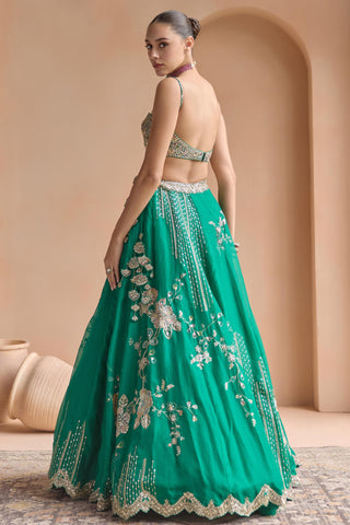 Lehenga Set for Indian Wedding - Green Off The Record Organza Lehenga Set by Osaa by Adarsh at Mrs. G

