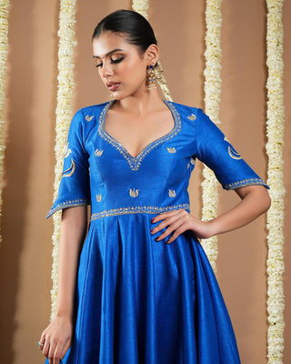 Royal blue avyanna cutwork anarkali set