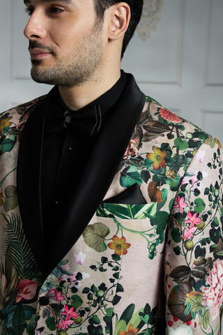 Beige printed blazer