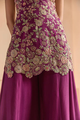 Sharara Set for Indian Wedding - Maroon Off The Record Embroidered Sharara Set by Osaa by Adarsh at Mrs. G

