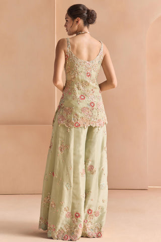 Sharara Set for Indian Wedding - Green Off The Record Embroidered Sharara Set by Osaa by Adarsh at Mrs. G

