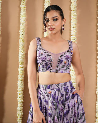 Violet lilac printed avyanna indo lehenga set