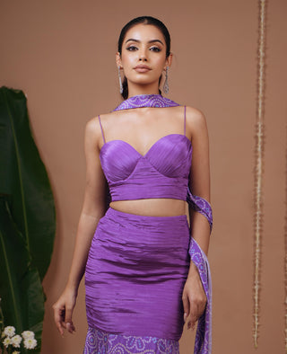 Skirt set for Indian Wedding – Purple Bandhani Corset by AHI Clothing