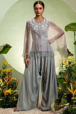 Cape Set for Contemporary Wear – Gray Eden by Pallavi Poddar