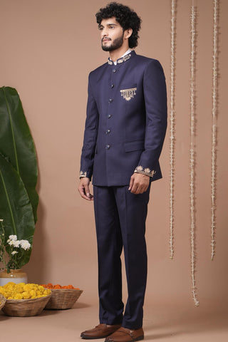 Jodhpuri set for Indian Wedding – Navy Blue by AHI Clothing