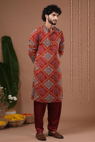 Kurta salwar set for Indian Wedding – Red Maroon Bandhani by AHI Clothing
