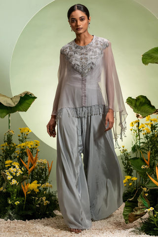 Cape Set for Contemporary Wear – Gray Eden by Pallavi Poddar