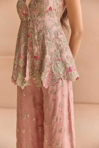 Sharara Set for Indian Wedding - Pink Off The Record Embroidered Sharara Set by Osaa by Adarsh at Mrs. G

