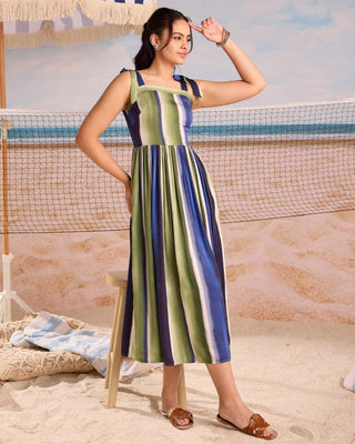 Midi Dress Holiday Wear - Multicolor Sardinia Dress by Zazu