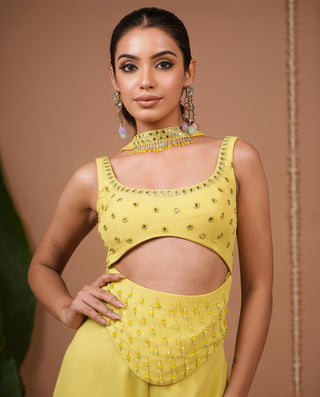 Indo set for Indian Wedding – Lime Georgette by AHI Clothing