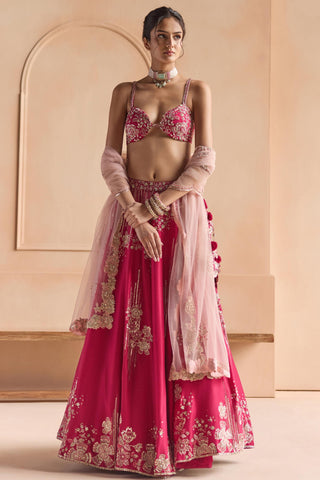 Lehenga Set for Indian Wedding - Pink Off The Record Embroidered Mulberry Lehenga Set by Osaa by Adarsh at Mrs. G

