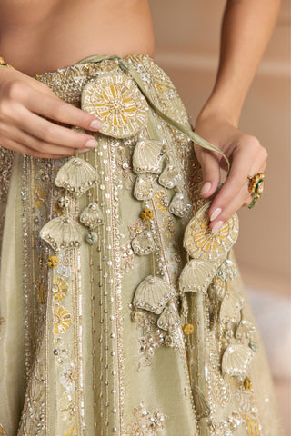 Lehenga Set for Indian Wedding - Green Off The Record Embroidered Lehenga Set by Osaa by Adarsh at Mrs. G

