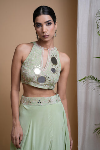 Green sitara indo skirt set