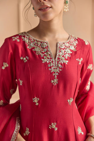 Kurta Set for Indian Wedding - Red Off The Record Kurta Set by Osaa by Adarsh at Mrs. G

