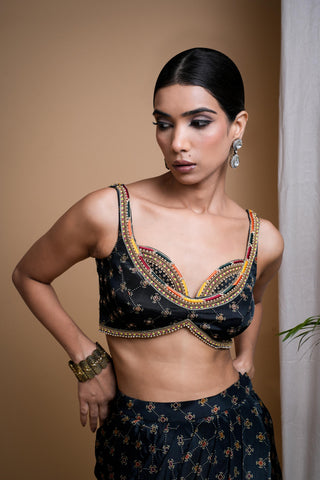 Green sitara digital print indo drape set