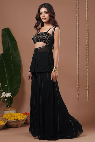 Indo set for Indian Wedding – Black Georgette Heavy by AHI Clothing