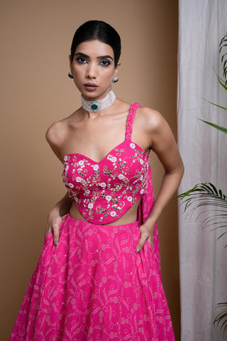 Pink sitara digital print indo lehenga set