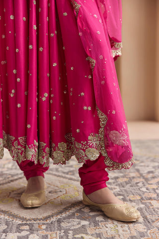 Anarkali Set for Indian Wedding - Pink Off The Record Embroidered Anarkali Set by Osaa by Adarsh at Mrs. G

