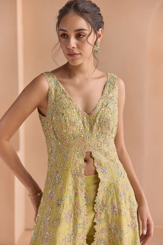 Sharara Set for Indian Wedding - Yellow Off The Record Embroidered Sharara Set by Osaa by Adarsh at Mrs. G
