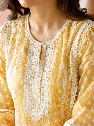 Yellow malgudi days sritha kurta set