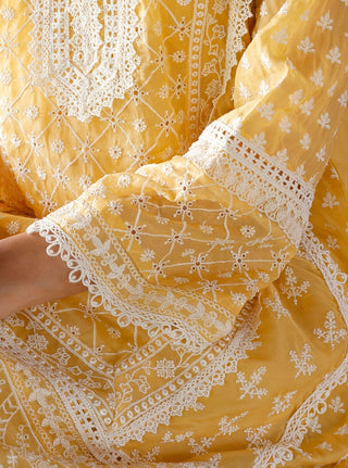 Yellow malgudi days sritha kurta set