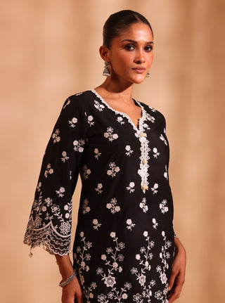 Black suma malgudi day kurta set