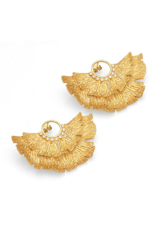 Earring Contemporary Wear - Gold Ginkgo Statement Stud by Putstyle
