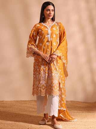 Orange suma malgudi day kurta set