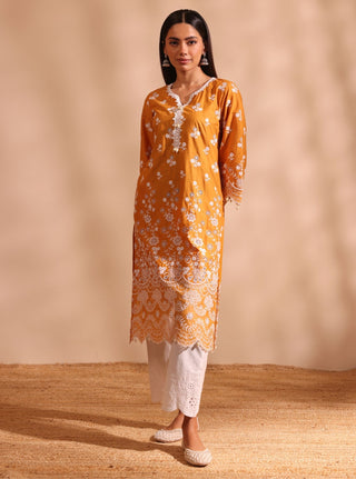 Orange suma malgudi day kurta set