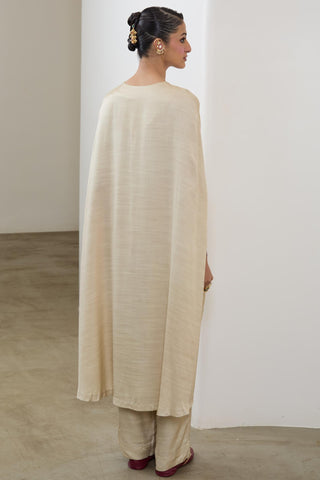 Cape and Pant Set for Contemporary Wear – Ivory Pashmina by Sheela Suthar