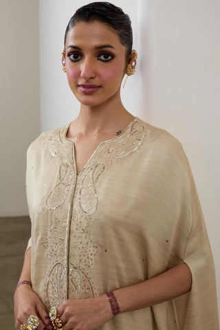 Cape and Pant Set for Contemporary Wear – Ivory Pashmina by Sheela Suthar