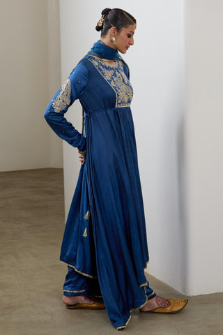 Anarkali Set for Indian Wedding – Midnight Blue Pashmina by Sheela Suthar