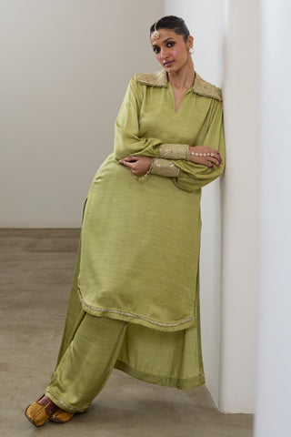 Kurta Set for Indian Wedding – Pista Pashmina by Sheela Suthar