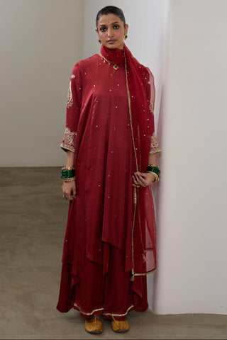 Anarkali Set for Indian Wedding – Red Pashmina by Sheela Suthar