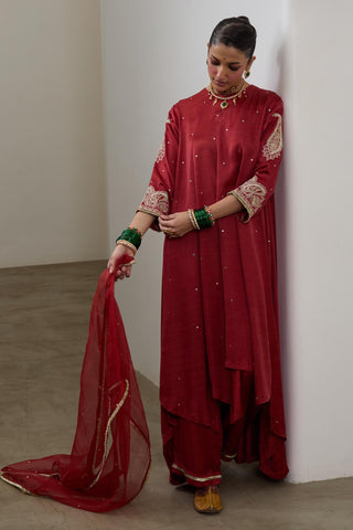 Anarkali Set for Indian Wedding – Red Pashmina by Sheela Suthar