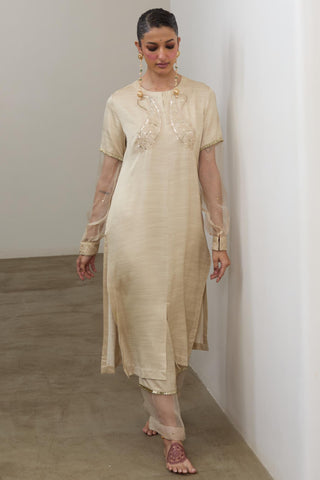Kurta Set for Indian Wedding – Ivory Pashmina by Sheela Suthar