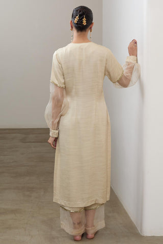 Kurta Set for Indian Wedding – Ivory Pashmina by Sheela Suthar