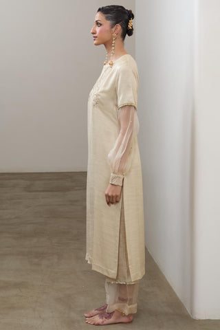 Kurta Set for Indian Wedding – Ivory Pashmina by Sheela Suthar