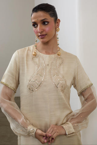 Kurta Set for Indian Wedding – Ivory Pashmina by Sheela Suthar