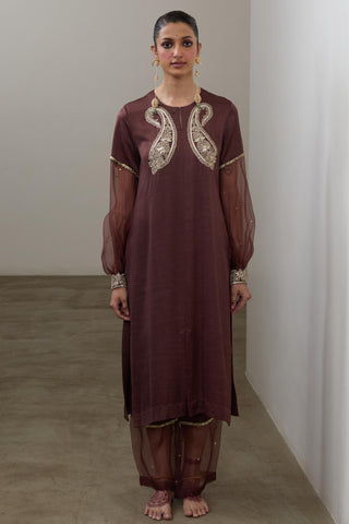 Kurta Set for Indian Wedding – Brown Pashmina by Sheela Suthar
