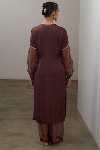 Kurta Set for Indian Wedding – Brown Pashmina by Sheela Suthar