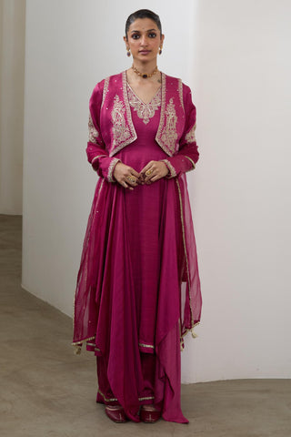Kurta Set for Indian Wedding – Magenta Pashmina by Sheela Suthar