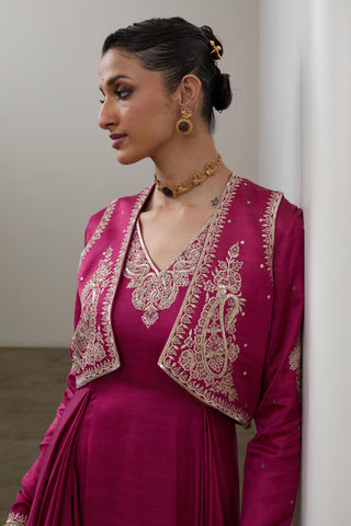Kurta Set for Indian Wedding – Magenta Pashmina by Sheela Suthar