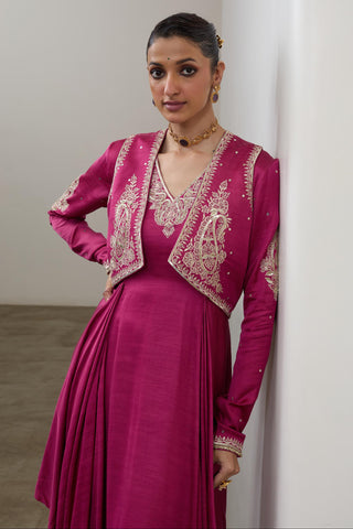 Kurta Set for Indian Wedding – Magenta Pashmina by Sheela Suthar