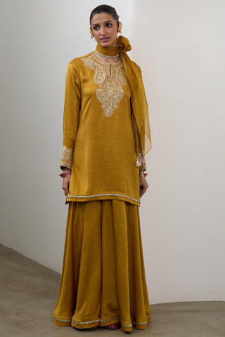 Sharara Set for Indian Wedding – Mustard Pashmina by Sheela Suthar