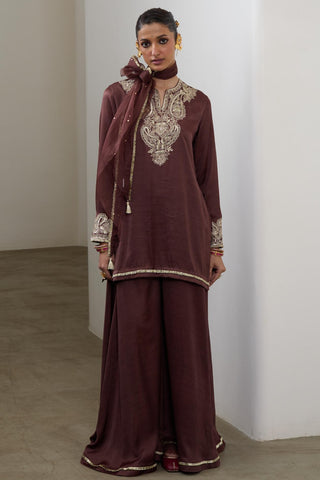 Sharara Set for Indian Wedding – Brown Pashmina by Sheela Suthar